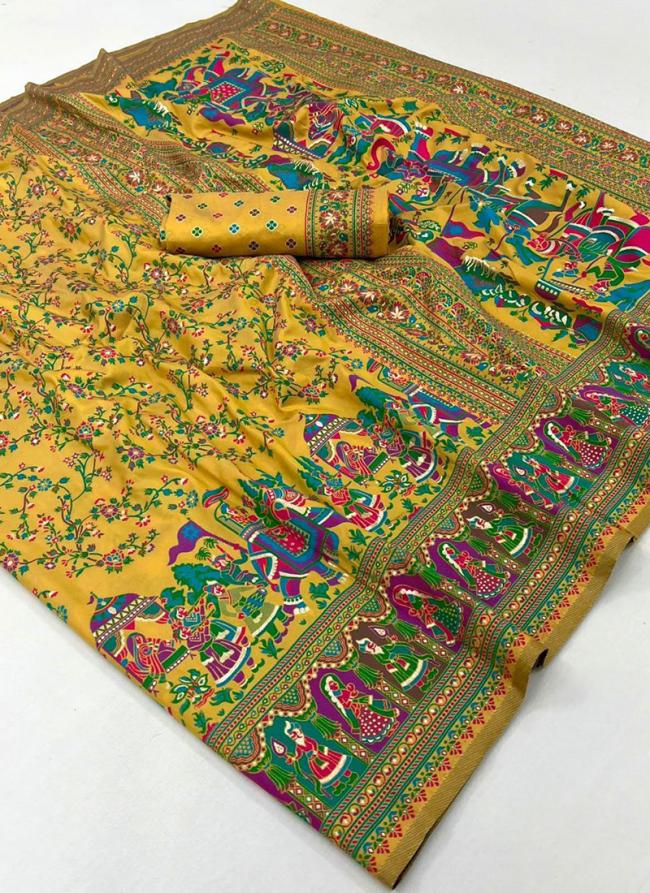 Silk Yellow Festival Wear Weaving Saree